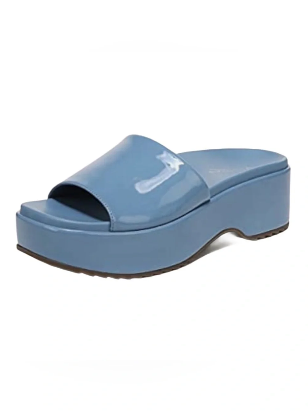 Vionic Calera Platform Slide Sandals Blue Patent Women’s Size 8 Comfort